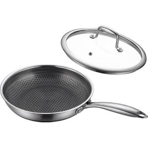 8" Non-Stick Frying Pan with Lid Tri-Ply Stainless Steel Pan with Stay-Cool Handle Oven & Dishwasher Safe For Induction, Ceramic & Gas Stovetops