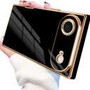 Designed for iPhone Air Case Rectangle, Works with Magnetic Wireless Charging, Full Lens Protection, Flexible TPU Electroplated Edge for Women Men Phone Case for iPhone Air Black