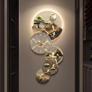 Radiya 3D Wall Mounted Decorative Art Clock with LED Lights, Large Landscape Wall Mounted Sculpture Paintings, Modern Furniture Decoration Entrance Foyer Living Room Corridor Decorative Wall Sconce