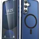 for Samsung Galaxy S25+ Plus Case, Matte Magnetic Phone Case with 1 Screen Protector, Support for Magsafe, Translucent Frosted Shockproof Protective Cover for Samsung Galaxy S25+ Plus, Navy Blue