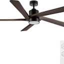 WINGBO 64 Inch DC Ceiling Fan with Lights and Remote Control, 5 Reversible Carved Wood Blades, 6-Speed Noiseless DC Motor, Modern Ceiling Fan in Matte Black Finish with Walnut Blades, ETL Listed