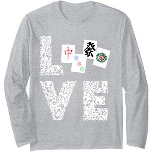 Mahjong Love Playing Chinese Game Mah Jongg Player Long Sleeve T-Shirt, Size L