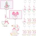Honoson 12 Pcs Wooden Silly Goose Place Card Holders Double Sided Cute Silly Goose Pattern Table Number Holder Photo Menu Memo Clips Decor for Theme Birthday Party Baby Shower Party