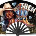 Fan for Line Dancing - 13 Inch Boots on Hand Clack Fans at Where Western The Ground Large Folding Handheld Bamboo Clacking Clapping Fans That Make Sounds for Dance Party Decoration (Multicolor)