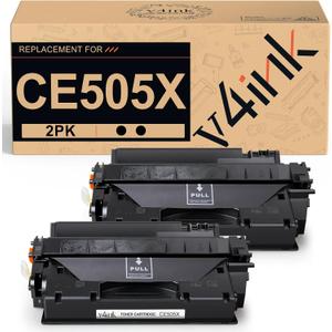 V4ink 2PK Compatible Toner Cartridge Replacement for HP 05X CE505X Toner Black Ink High Yield for use in HP P2055dn P2055 P2055D P2055X HP Pro 400 M401n M401dne M401dw MFP M425dn Printer