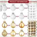 Shappy 216 Pcs Mini Christmas Ball Ornament 1.18 Inch Small Christmas Tree Decorations 6 Styles Shatterproof Xmas Ball with Hanging Loop for Holiday Party Wreath Xmas Tree(White, Gold)