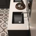 MEJE #202F -21" Undermount Rectangle Bathroom Sink, Porcelain Ceramic Vanity Undermount Sink, Matte Black, 20.87" x 8.37" x 14.75"