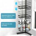 KEGII Floor Shower Caddy Standing 4-Tier Corner Shower Organizer with Hooks & Soap Holder, Free-Standing Bathroom Storage Rack for Shampoo & Toiletries, Black