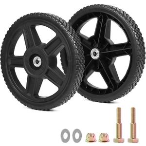 12 Inch Lawn Mower Wheels Kits Universal 12" Push Mower Wheels with 1/2" Bearing, Bolts & Nuts, Plastic Replacement Tires for Most Standard Garden Tiller, Pressure Washer, Handtruck, 2 Pack