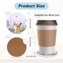2 x Lavender Butterfly Cute Cat Car Coasters for Cup Holders,2 Pack Car Cup Holder Coasters for Car,Ceramic Absorbent Car Coaster with A Finger Notch and Cork Base,Car Interior Accessories for Women Men