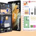 TFT for Samsung Galaxy S21 Ultra 5G Screen Replacement for Samsung S21 Ultra LCD Touch Digitizer Screen Assembly with Frame Toolkits G998U G998A G998B No Fingerprint Black (Black)