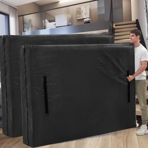 Mattress Bags for Moving, BETU Mattress Protector Waterproof Mattress Cover Full Size Storage Bags with 8 Heavy-Duty Handles and Zipper for Bed Extra Thick Large Reusable (2 Pack, 77"x57"x15" Black)