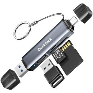 Dockteck SD Card Reader, 5G Super Speed USB3.0 SD/TF Card Reader, 3-Slot USB A/C to SD/Micro SD/USB A Memory Card Reader for UHS-I SD/Micro SD/SDHC/SDXC/MMC, Support OTG for Plug&Play
