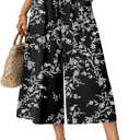 Anyhold Womens Capri Palazzo Pants Wide Leg Gaucho Pant Dressy Casual Culottes with Pockets (Black, L)