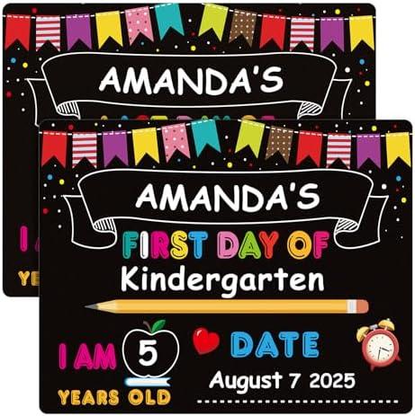 PETCEE First Day of School Board Sign - 11"x14" Double Sided Reusable and Erasable 1st First & Last Day of Preschool Pre-K Chalkboard Sign Photo Prop Gift Back to School Supplies for Kids Son Daughter