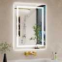 22"x30" LED Bathroom Mirror with Lights, Anti-Fog, Backlit + Front Lit, Dimmable, Led Vanity Mirror for Wall, Lighted Bathroom Mirror, 3 Colors, Shatter-Proof Tempered Glass (White)