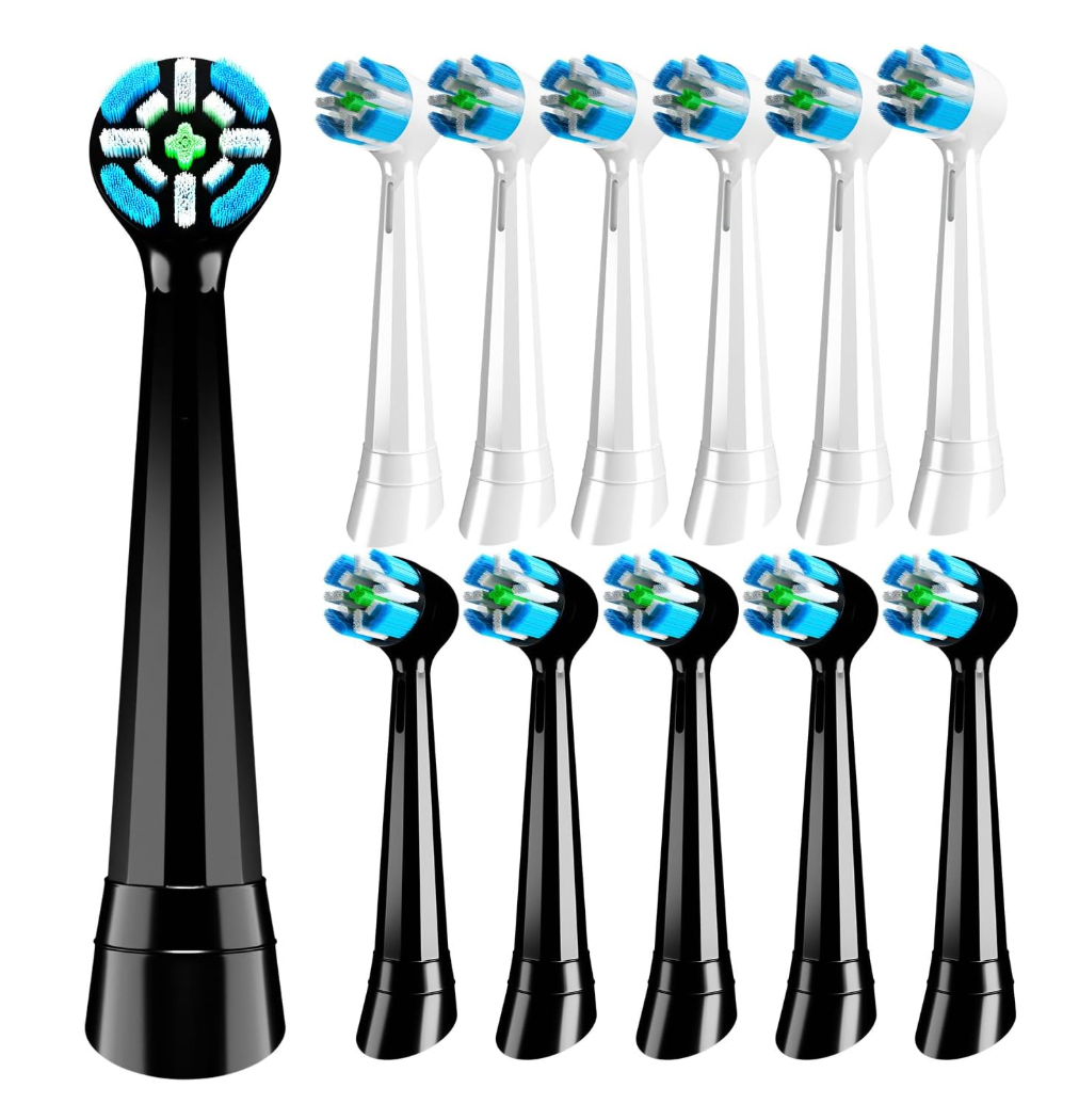 12 Pack IO Replacement Heads Compatible with Oral B iO 2 3 4 5 6 7 8 9 10 Deep Clean Series Electric Toothbrush, Toothbrush Heads Compatible with Oral B iO for Cleans Your Teeth (Black/White)