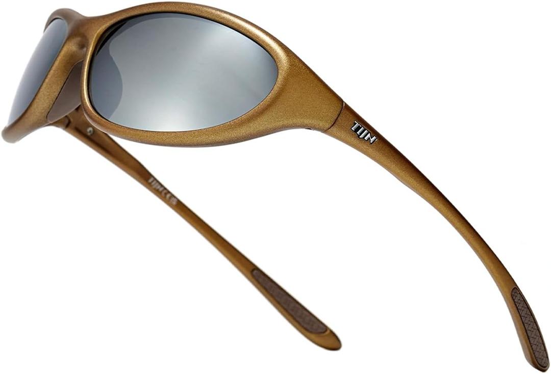 TIJN Sports Sunglasses for Men Women UV400 Wraparound Cycling Running Golf Motorcycle Glasses, Wide Fit Outdoor Shades, Vanta