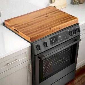 Stove Top Covers for Electric Stove - Acacia Wood Noodle Board for Gas Stovetop - Stove Top Covers for Gas Burners - Wooden Kitchen Sink Cover for Counter Space & Tray (Acacia)