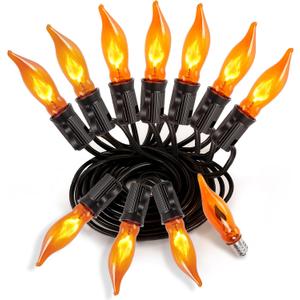 Year-Round Cozy Glow, 50Ft Outdoor Flickering Flame String Lights with 25 E12 Vintage Bulbs, Heavy-Duty, Weatherproof & Dimmable for Patio, Backyard, Bistro, and Farmhouse Decor