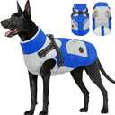 FUAMEY Dog Winter Jackets for Large Dogs,Dog Coat with Harness Built in,Waterproof Dogs Snowsuits Warm Pet Jacket Zip Up Fleece Cold Weather Coats Reflective Puppy Vest with Pocket Blue 2XL (XX-Large(chest:35in))