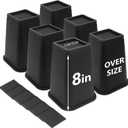 6 Pack Bed Risers 8 Inch Heavy Duty, Furniture Risers for Dorm Twin XL Table Desk Sofa Couch Cabinet Bed Frame, Black Bed Lifts Risers