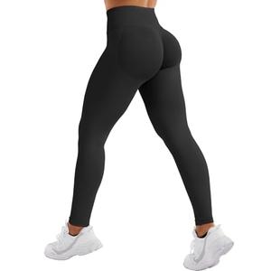YEOREO SoftHue Hidden Scrunch Butt Workout Leggings for Women Lifting Seamless Mid Low Waist 25" Gym Fitness Yoga Pants with Tummy Control Black-XS