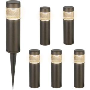 hykolity Low Voltage Landscape Lights, 3W 120LM 12V-15V LED Round Bollard Light, Wired Outdoor Walkway Light Path Lights for Yard Lawn, Aluminum Construction, 30 Watt Equivalent, 6 Pack