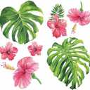 RoomMates RMK3904SCS Tropical Hibiscus Flower Peel and Stick Wall Decals, Pink, Green, Orange