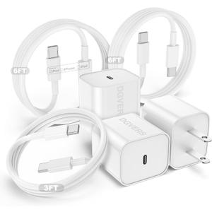 Fast Charger for iPhone 17 16 15 Charger Fast Charging 3Pack, 3+6+6ft USBC to USBC Cable Cord &20W Type C Block for iPhone 17/17 Air/17 Pro Max/17 Pro/16 15 Pro Max/Pro/Plus,iPad Pro/Air/Mini