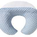 Nursing Pillow and Positioner Breastfeeding and Bottle Feeding, Propping Baby, Tummy Time, Sitting Support for Baby Boy Baby Girl, with Removable Dots Cover (Blue)