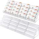 Hoteam Acrylic Business Card Holder for Desk Multiple 16 Slot 4 Tier Large Business Card Organizer Display Rack Clear Plastic Holder Stand for Home(2 Pcs)