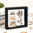 Picrit Shadow Box Frame 12x12 Set of 2, Display Case Box with High Definition Real Glass and Black Back for Memorabilia, Baby Items, Wedding Memories, Crafts, Tickets and Photos, Black