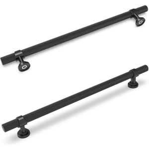 6 Pack 10 Inch Cabinet Pulls knurled Matte Black Kitchen Cabinet Handles Aluminum and Zinc Alloy Drawer Pulls Solid Cabinet Hardware