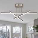 AIRYPHANT Modern LED Chandelier 18W Dimmable Nickel Semi Flush Mount Ceiling Light Fixture for Kitchen Dining Room Foyer Entry, 23.82"