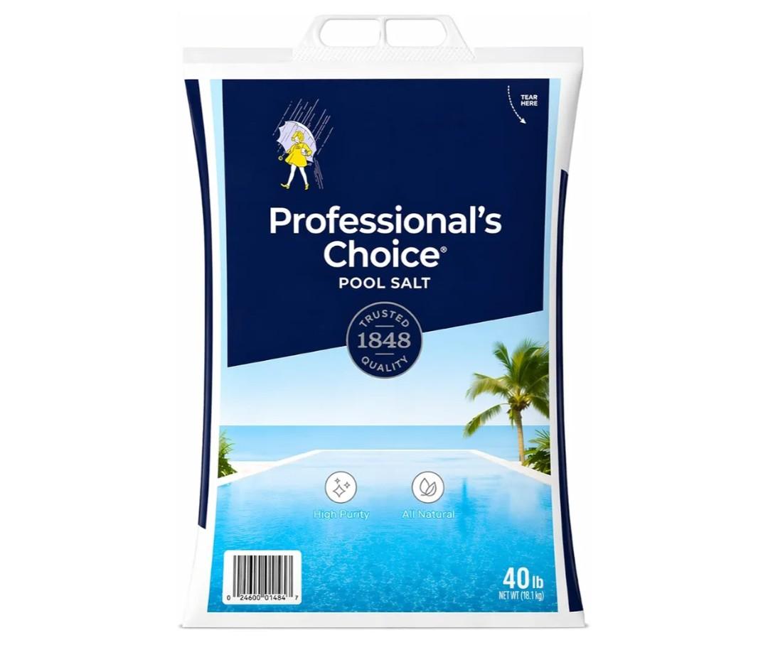 Professional’s Choice Pool Salt, 40 lb Bag, High Purity Salt for Swimming Pools, All Natural Pool Salt for Saltwater Chlorine Systems, Fast Dissolving Pool Maintenance Salt