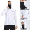 Mens Fishing Shirts,Long Sleeve Rash Guard Hooded Shirt with Mask UPF 50+ Sun Protection Hoodies Hiking Shirts(S) White (S)