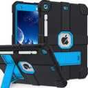 Case for iPad 9th/8th/7th Generation 2021/2020/2019(10.2 inch), Heavy Duty Shockproof Rugged Protective 10.2" Cover with Built-in Stand for iPad 9 8 7 Gen(Black+Blue)