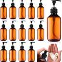 Uiifan 16 Pcs 8.5 oz Amber Foaming Soap Dispenser Refillable Foam Pump Bottle Liquid Plastic Container for Kitchen Bathroom Commercial Concentrated or Regular Shampoo Body Wash Dish Liquid Soap