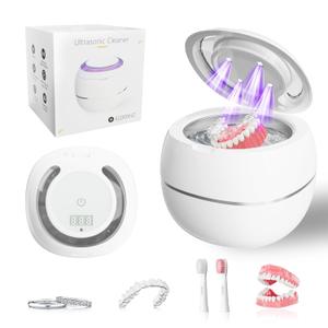 Ultrasonic Retainer Cleaner, 180ML Portable Ultrasonic Jewelry Cleaner, 42kHZ Retainer Cleaner Machine with 4 UV Lights for Dental Retainer Pod, Toothbrush, Mouth Guard, Watch, Ring
