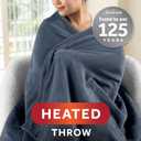 Sunbeam Royal Posh Velvet Heated Throw Electric Blanket, 50" x 60", 4 Heat Settings, 4-Hour Auto Shut-Off, Warming Throw for Couch, Fast Heating, Machine Washable, Warm and Cozy, Rain Storm Blue