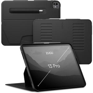 Zugu Case for iPad Pro 13 (M4/M5) 2024/2025, Slim Protective Cover with Apple Pencil Holder, Auto Wake/Sleep, Multiple Viewing Angles, iPad Pro 13 Inch Cover, Phone Protectors, Black