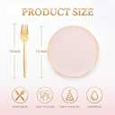Rubtlamp 200Pcs Plastic Pink Dessert Plates with Disposable Gold Forks,Heavy Duty Pink Disposable Salad Platos,Gold Small Platos,Fancy Appetizer Plates for Mother's Day