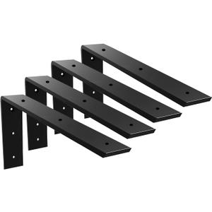WINKER Countertop Support Bracket 4 Pack Heavy Duty 3/8" Thick Hidden L Shelf Bracket 18" x 8" x 2.5" Metal Corbels for Quartz/Granite/Wood/Concrete/Laminate Countertops, Black