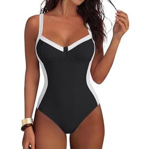 ANRABESS Womens One Piece Swimsuit Slimming Color Block Bathing Suit Full Coverage Swimwear 2026 Beach Vacation Clothes Medium