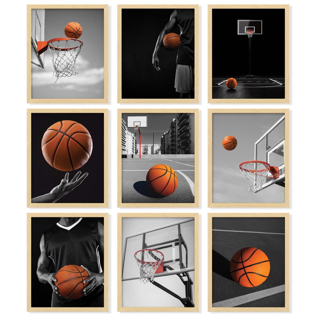 97 Decor Basketball Posters for Boys Bedroom - Basketball Room Decor for Boys Teen, Black And White Sport Wall Art Prints, Hoop Photos Pictures for Home Office (8x10 UNFRAMED)