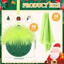 Novabright 48 Pcs Lime Green Christmas Ornaments Christmas Wood Cutouts with Fuzzy Lime Green Hair Hanging Glitter Wooden Baubles for Xmas Tree Home Decor Craft