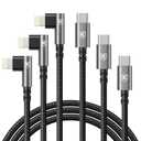 90 Degree iPhone Charger 6FT [Apple MFi Certified] 3Pack USB C to Lightning Cable Fast Charging Cord 6Feet Nylon Braided USB Type C to Lightning Cable for iPhone 14/13/12/11/Pro/Max/Plus/8/7/6/5S/iPad (Grey)