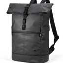 Rolltop Backpack Water Resistant for Adults 15 inch Laptop Backpacks Heavy Duty Commuter Mens Backpack for Work College Travel Black