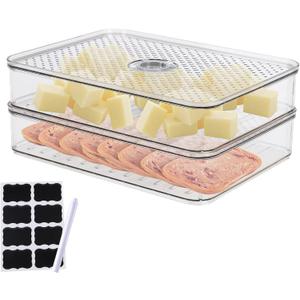 Food Storage Containers with Lids, 2 Pack Plastic Deli Containers, Airtight Fridge Organizer Bins for Meal Prep, Stackable Sandwich Container with Leakproof Design for Freezer,Pantry,BPA Free